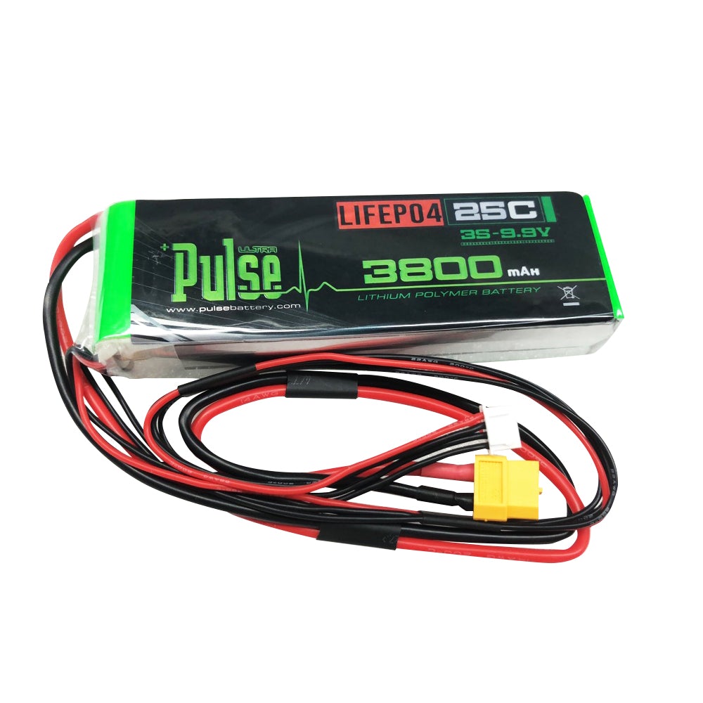 Pulse 3800mah 3S 9.9V 25C Receiver LiFePO4 Battery - XT60