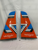 Boomerang Atom Wing set to include hatches, pushrods, control horns and linkages - Orange Blue - Boomerang RC Jets