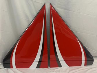 Boomerang J10 Wing set to include hatches, pushrods, control horns and linkages - Red - Boomerang RC Jets
