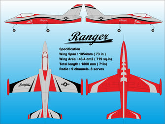 Boomerang Ranger Sport Jet - Silver / Red - Boomerang RC Jets