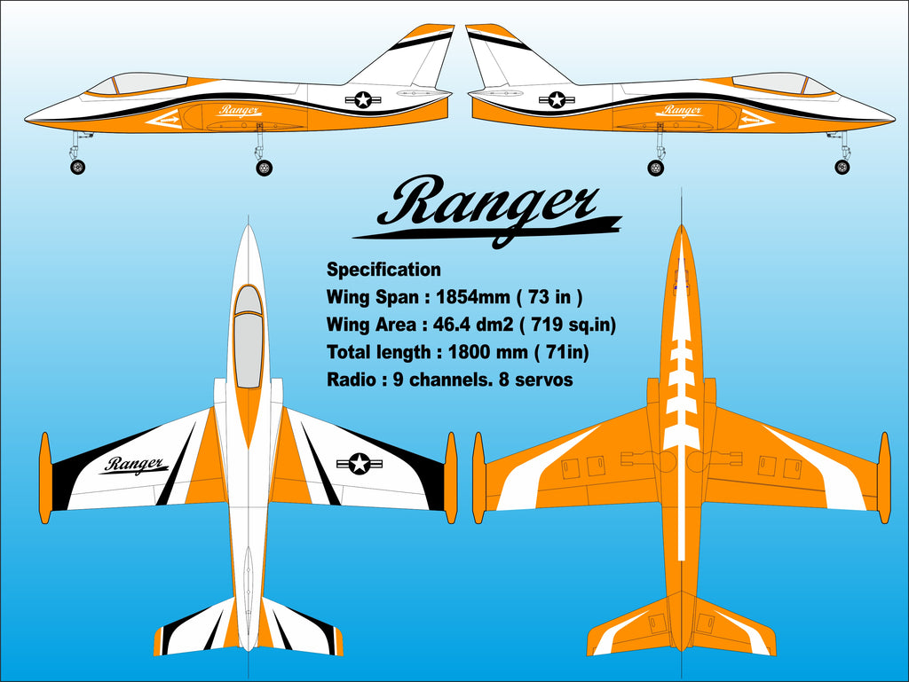 Boomerang Ranger Sport Jet - Orange & White - Boomerang RC Jets