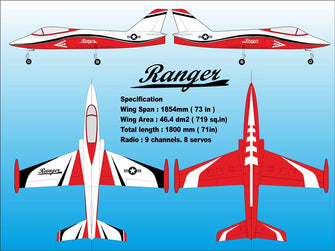 Boomerang Ranger Sport Jet - Red & White - Boomerang RC Jets