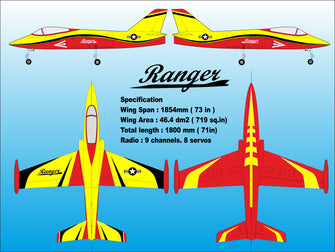Boomerang Ranger Sport Jet - Yellow & Red - Boomerang RC Jets